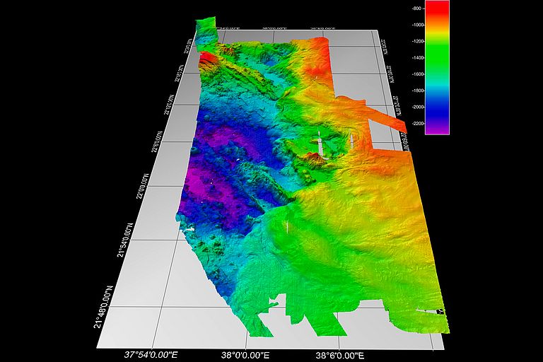 The Hatiba-Deep was mapped during a scientific cruise with RV POSEIDON in spring 2011. Graphic: N. Augustin, GEOMAR The Hatiba-Deep was mapped during a scientific cruise with RV POSEIDON in spring 2011. Graphic: N. Augustin, GEOMAR