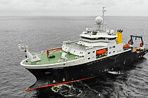 The research vessel RRS JAMES COOK at sea